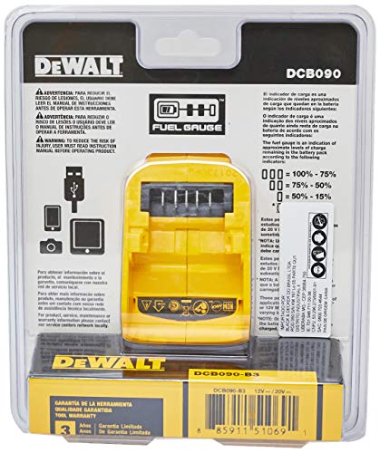 DEWALT Adaptador Usb para Bateria Li-íon 12/20V Max DCB090-B3