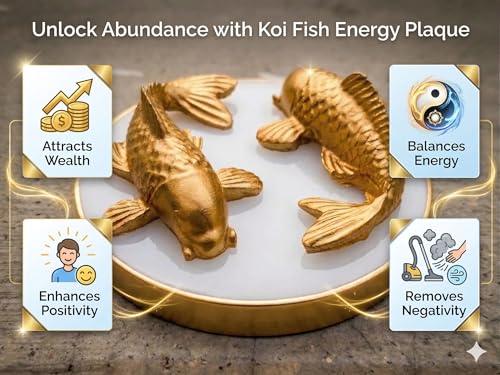 Image of Koi Fish Karma Chakra Selenite Plate with 2 Golden Koi Fish for Wealth and Good Luck | Natural Selenite Energy Charging Plate for Vastu Feng Shui Spiritual Home Decor Gift
