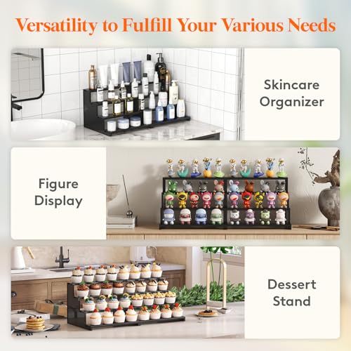 Image of Lifewit Perfume Organizer, Bedroom Decor, Cologne Cupcake Stand, Tool-Free Assembly, Makeup Display Shelf for Vanity Bathroom Counter Storage, Black, 30 cm /12 inch, 1 Pcs (Pack of 3)