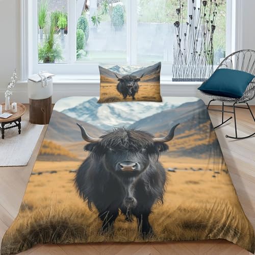 Housse de couette 3D 135x200 super douce imprimé vache écossaise - 2