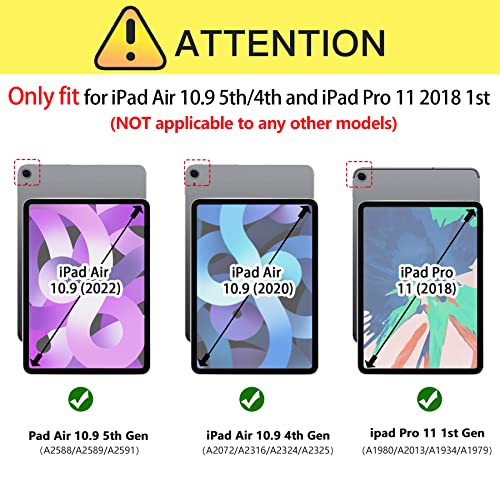 Ztotop Case For Ipad Air 5Th/4Th Generation 10.9 Inch 2022 & 2020/ Ipad Pro 11" 2018 1St Gen With Pencil Holder, Soft Tpu Back Trifold Protective Cover With Auto Wake/Sleep For Ipad Air 5/4, Black #TOP1