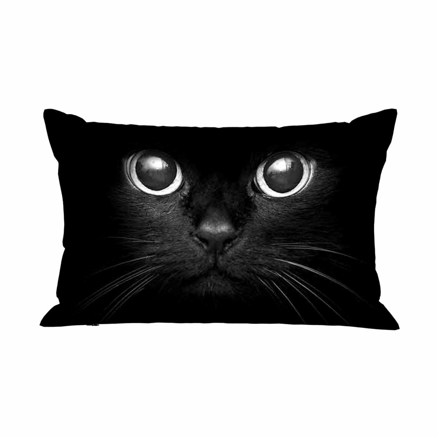 Mugod Rectangle Pillowcase Cute Black Cat Face with Big Eyes,Throw Cushion Covers Rectangle Zipper Decor Sofa Couch Bedroom Living Room Home 20x30 Inches