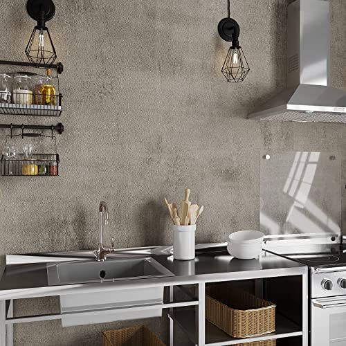 Papier peint béton adhésif taupe vieilli revêtement meuble cuisine