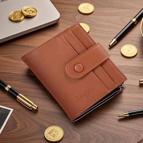 Leather Wallet for Mens, RFID Wallets for Men, Slim Bifold Genuine Leather Front Pocket Wallet, Secure and Durable Extra Capacity Wallet, Brown2