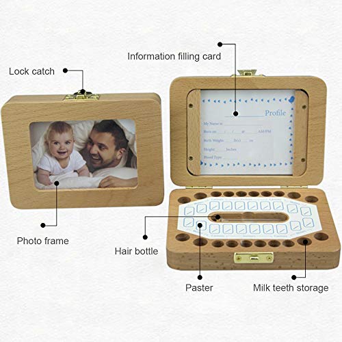 OWSOO Caixa de dentes de bebê Casa dentária de madeira para crianças Caixa de coleta de dentes de be