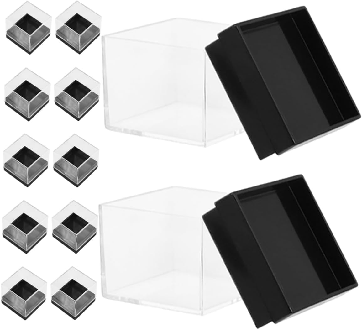 12pcs Rough Stone Display Case Plastic Jewelry Container Sample Holder Square Display Box Specimen Collection Box Sample Holder