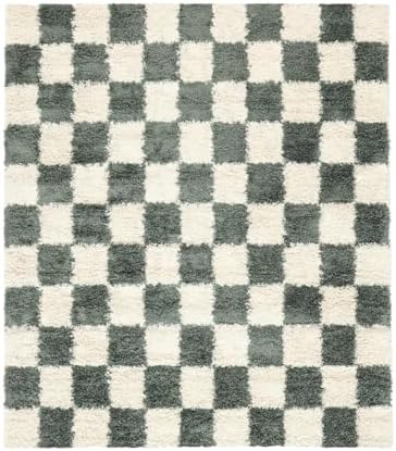 RugVista Chessie Teppich, 200 x 200 cm, Grün/Off Weiß | Moderne, Quadratisch, Niedriger Stapel, Nur chemische Reinigung, Oeko-Tex 100, Wohnzimmer, Schlafzimmer