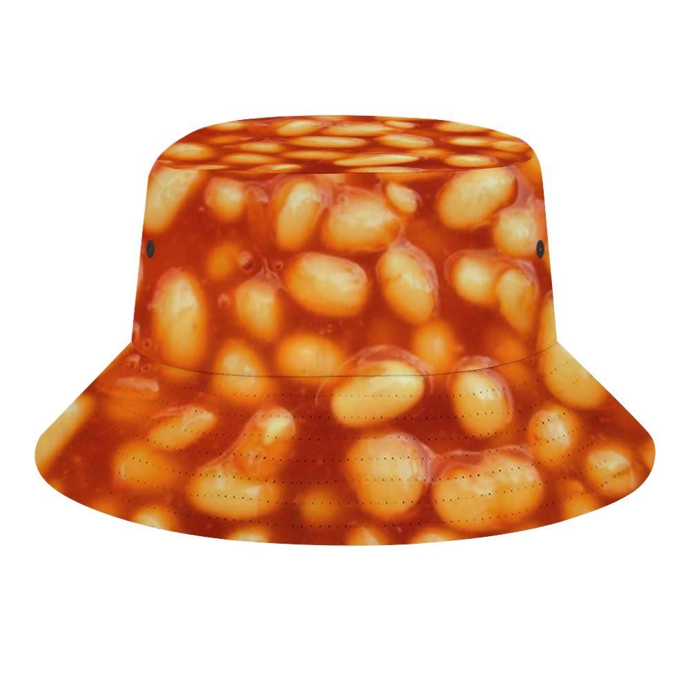 Jopajre Unisex Baked Beans Bucket Hat For Women Men Sun Cap Fisherman Hat Packable Beach Caps Travel Outdoor