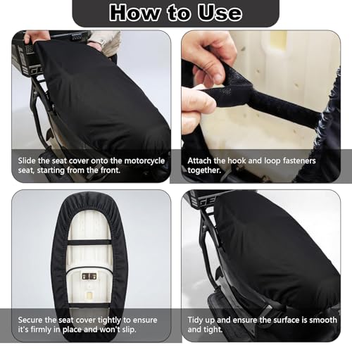 Motorrad Sitzbezug Universal,Wasserdicht Roller Sitzbezüge,Oxford Moto Sitzbankabdeckung mit Gummiband,Kratzfest Motorrad Sitzkissen Zubehör bieten Schutz vor Regen,Sonne und Staubdicht, XL(60-92cm)