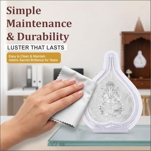 Image of 999 Pure Silver Ganesha Pan Stand | Ganesh Idol with PoojaPan for Home Temple, Office & Hall Decor | Luxury Spiritual & Corporate SilverGift | Tabletop 4.25 inch x 3 inch inch