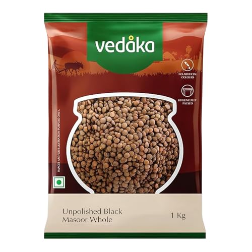 Image of Amazon Brand - Vedaka Unpolished Black Masoor Dal | Whole | 1 Kg | Premium Black Masoor Dal