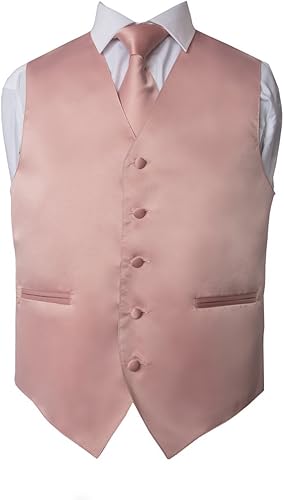 Chaleco sólido premium para hombre - Corbata - Pajarita - Bolsillo cuadrado 4 piezas Set para trajes y esmoquin