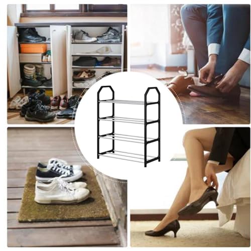 Étagère à chaussures à 4 niveaux support de rangement vertical compact