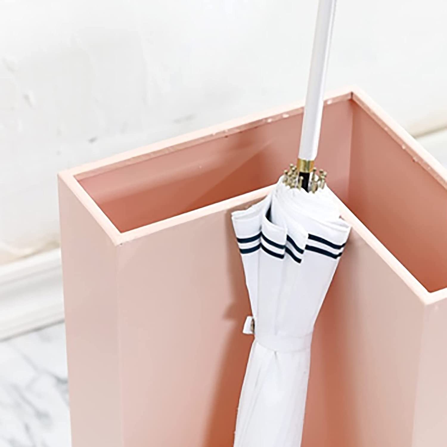 Portaombrelli Moderno Nordico con Vaschetta Raccogligocce, Portaombrelli per Ufficio, Garage, Porta D'Ingresso, Portaombrelli per Porta D'Ingresso（Pink-28 X 28 X 55.5 Cm）