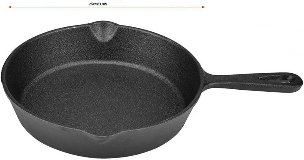 VICTORIA Padella in ghisa, piccola condita con olio di semi di lino 100% Kosher certificato non OGM, 20 cm, Nero