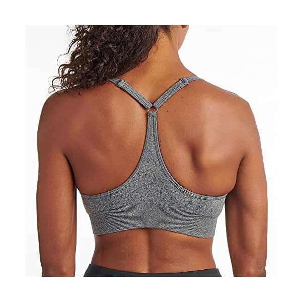 PUMA Women's 2 Pack Y-Back Seamless Sports Bra, Black/Grey, Large