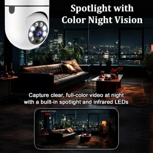Image of IFITech FTY HD Smart Wi-Fi CCTV Home Security Camera | Indoor 360 Smart CCTV Camera | Bulb Camera | 256GB SD Card Support (Not Included) | Perfect for Home, Office Monitoring