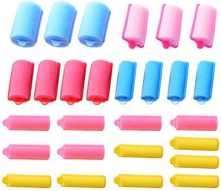 Pangda 28 Pieces Soft Sponge Hair Roller Foam Hair Styling Curlers 6 Sizes Colorful Curling Tools for Hair DIY