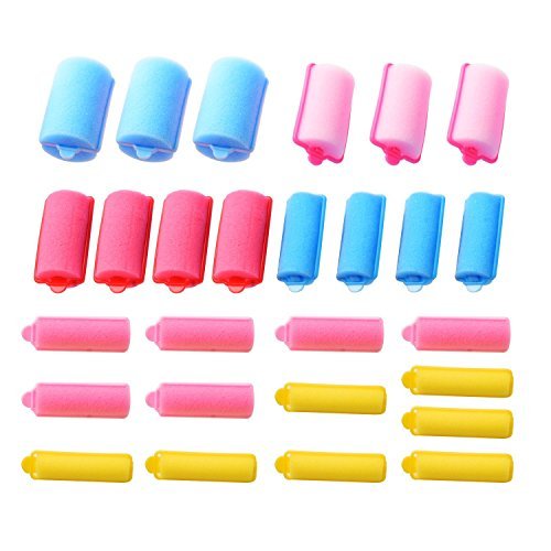 Pangda 28 Pieces Soft Sponge Hair Roller Foam Hair Styling Curlers 6 Sizes Colorful Curling Tools for Hair DIY