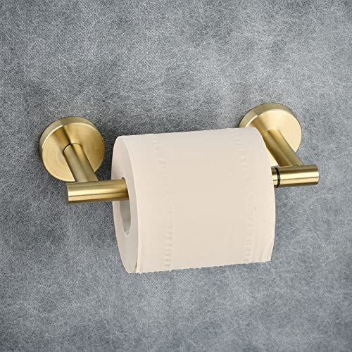 SHUNLI Toilet Roll Holder Wall Mounted Gold Brushed Brass Toilet Paper Holder Bathroom Loo Roll Holder Dispenser Stainless Steel - Image 3
