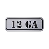 RDW (4X 12 GA Metallic Ammo Can Badge Sticker Self Adhesive Label 3M Gauge slug - Silver