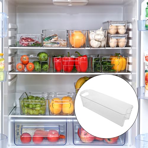 YOUNTHYE 6PCS 15inch Fridge Organizer Bins Breastmilk Freezer Storage Organizer Narrow Freezer Organizers Bins Long Clear Plastic Storage Bin for Pantry Plastic Storage Bin for Breast Milks, Freezer - Thumbnail 7