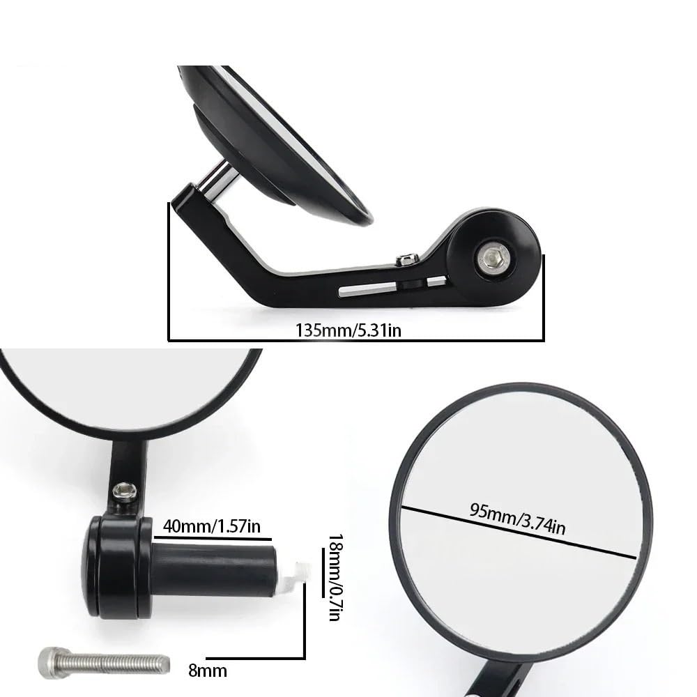 Do XSR700 900 Moto Lusterko końcówkowe kierownicy | Lusterko Lewy prawy koniec kierownicy Obrót motocykla(Round Silver)