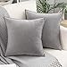 Woaboy 2 Piezas Funda de Cojines con Bordes Envueltos Decorativos Funda de Almohada de Terciopelo Suave Decoración Moderna Cremallera Invisible para Sofá Silla Cama Oficina 40x40cm Gris