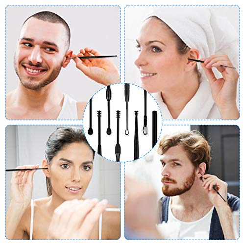 Mjiya Ear Pick Earwax Removal Kit, Ear Cleansing Tool Set, Ear Curette Ear Wax Remover Tool With A Storage Box (Black, 5 Count (Pack Of 1)) #TOP5