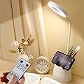 Desk Lamp, Desk Lamps for Home Office, Led Touchable Light, Remote Controlled, Dimmable, 3 Color Modes, Gooseneck, Small White Lamp, Led Table Light, Dorm Lamp, Rechargeable Study Table Lamp