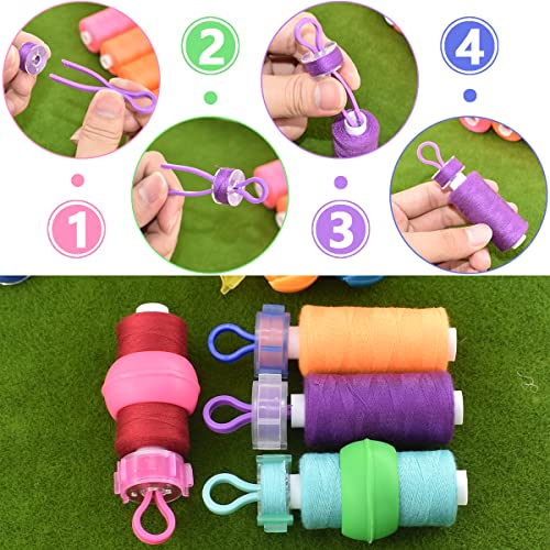Image of 142Pcs Bobbin Thread Buddies Set Sewing Thread Spool Organizer Including 70Pcs Bobbin Holders Clips, 32Pcs Bobbin Thread Spool Huggers and 40Pcs Bobbin Clips Holder for Embroidery Quilting Sewing