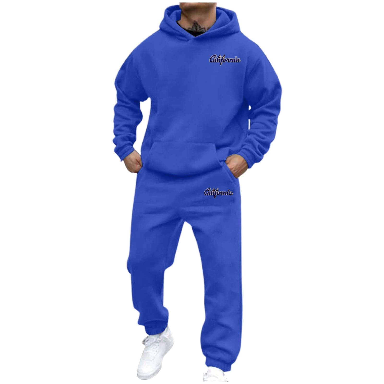 Tuta Uomo Completa Invernale Tute da Ginnastica, Tuta Cotone Leggero Complete Felpa con Cappuccio + Pantaloni Tuta da Lavoro Invernale Completo Sportivo Uomo per Il Tempo Libero E attività All'aperto