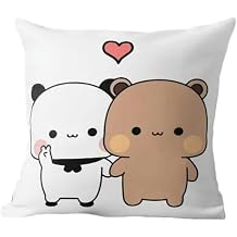 PARREN Throw Pillowcase 2Pcs Panda Bear Hug Bubu Duda Mochi Peach Cat Throw Pillow Bedroom Sofa Anime Bed Fashion Pillowcase-1-40X40Cm