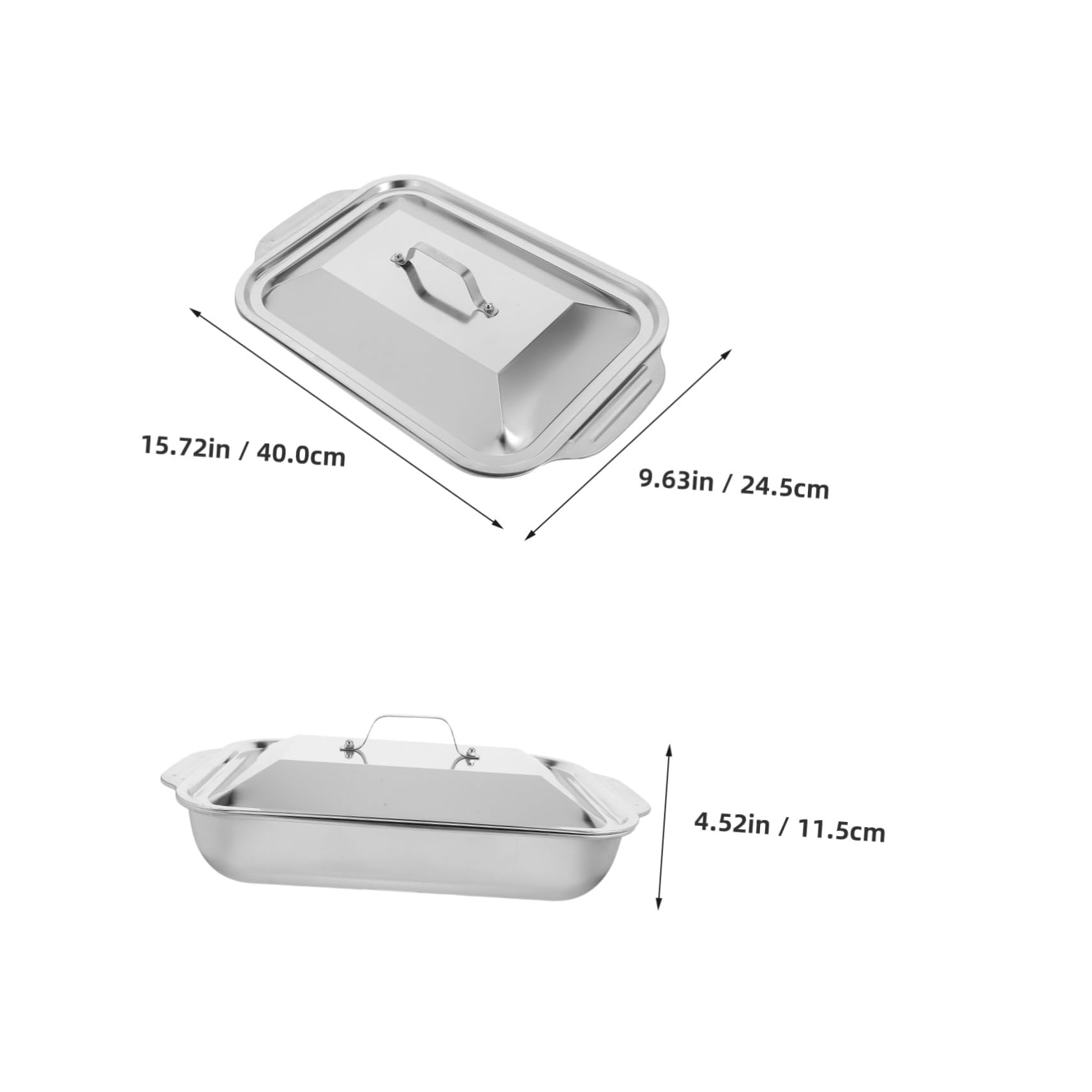 Mobestech Edelstahl Backform Mit Deckel Tiefe Rechteckige Grillpfanne Für Fisch Und Fleisch Rostfreie Bratpfanne in Vielseitig Für Familienessen Und Partys Geeignet
