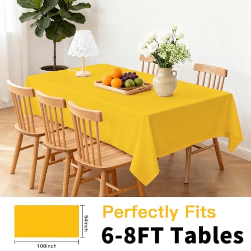 Vyntra Disposable Plastic Tablecloths 54"×108" Rectangle, Party Table Covers for Birthday, Wedding, Graduation & Baby Shower – Waterproof, Spillproof, Easy Clean (Yellow,4-Pack) - Image 3