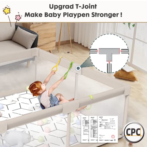 ZEEBABA Baby Playpen with Mat, Playpen for Babies (59x59x27inch), Kids Safety Play Pen for Babies and Toddlers, Extra Large Playpen Playmat, Baby Playpen Fence Gives Mommy a Break, Large Baby Play Yard - Image 5