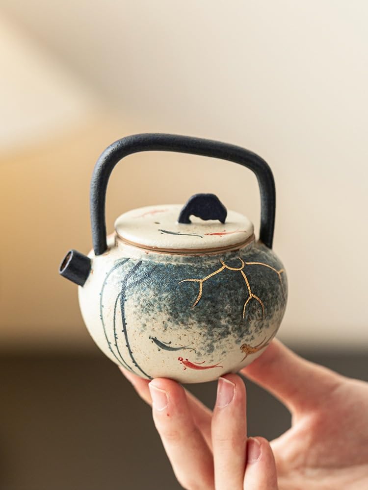 Zestaw filiżanek do herbaty Flamboyant Koi Fish Master Teacup, chiński zestaw do herbaty Kung Fu, ceramiczny zestaw do herbaty z porcelany, chiński zestaw do tradycyjnej ceremonii parzenia herbaty (