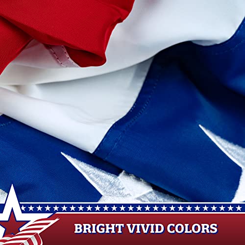 G128 – 3 Pack: USA Pleated Fan Flag, 2x4 Feet American USA Bunting Decoration Flags Embroidered Patriotic Stars & Sewn Stripes Canvas Header Brass Grommets by G128 - Used condition - Image 4