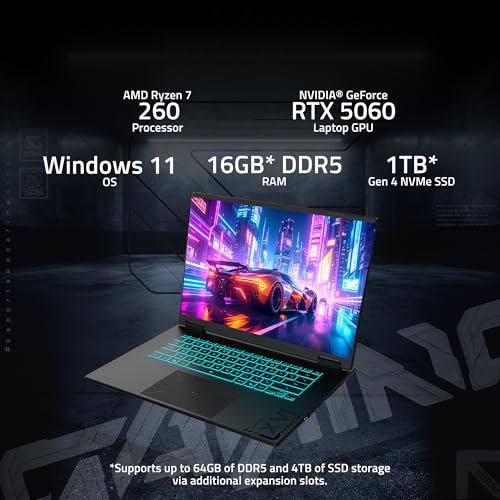 GIGABYTE - Gaming A16 Gaming Laptop - 165Hz 1920x1200 WUXGA - NVIDIA GeForce RTX 5060 - AMD Ryzen 7 260-1TB SSD con 16GB DDR5 RAM - Windows 11 Home AD Gaming A16 3VHK3US894SH - Notebook - Immagine 1