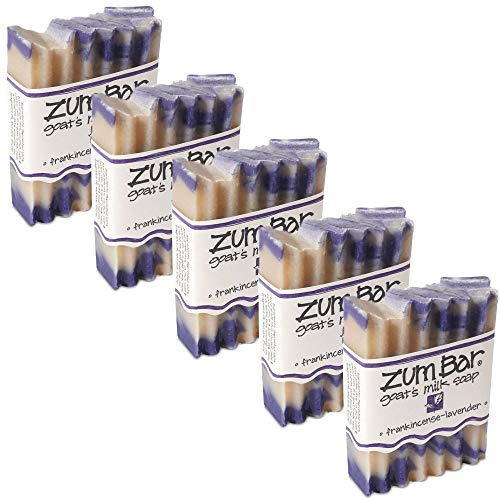 Indigo Wild Zum Bar Goat's Milk Soap, Frankincense Lavender 3 Ounces, 5 Pack