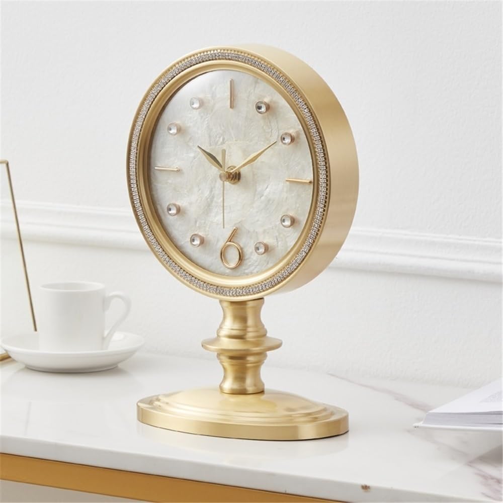 Décorative Horloge de Table de Bureau en Laiton avec Pendule, Horloge de Grande Valeur, Ornement créatif pour Bureau Chambre Table