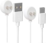 2Pack 6mm Magnetic Replacement Charger Cable with 2 Dots,Rlissfiose 2.65ft(80cm) USB-A & USB-C Charging Port Set to Magnetic Cord for Rose Charger Toys,Massagers, Cleansers Electronics (Round-6MM)