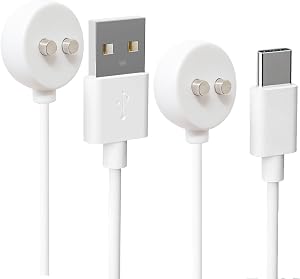 2Pack 6mm Magnetic Replacement Charger Cable with 2 Dots,Rlissfiose 2.65ft(80cm) USB-A & USB-C Charging Port Set to Magnetic Cord for Rose Charger Toys,Massagers, Cleansers Electronics (Round-6MM)