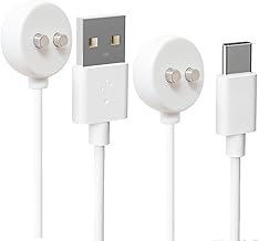 2Pack 6mm Magnetic Replacement Charger Cable with 2 Dots, 2.65ft(80cm) USB-A & USB-C Charging Port Set to Magnetic Cord for Rose Charger Toys,Massagers, Cleansers Electronics (Round-6MM)