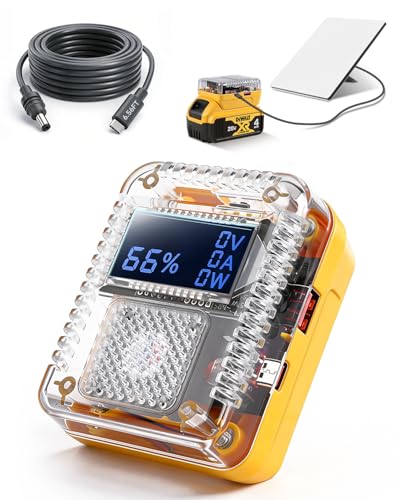 Starlink Mini 138W USB Battery Charger Adapter for Dewalt 20V MAX, Power Inverter Converter with 18AWG 2M DC Cord, Waterproof DC Connector for Phone/Laptop, Outdoor Emergency Power Station for Camping