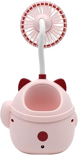 Miniatura 4 de Bonito ventilador de mesa rosa de animales USB-C, divertidos accesorios de escritorio de oficina, ventiladores de escritorio pequeños y silenciosos,