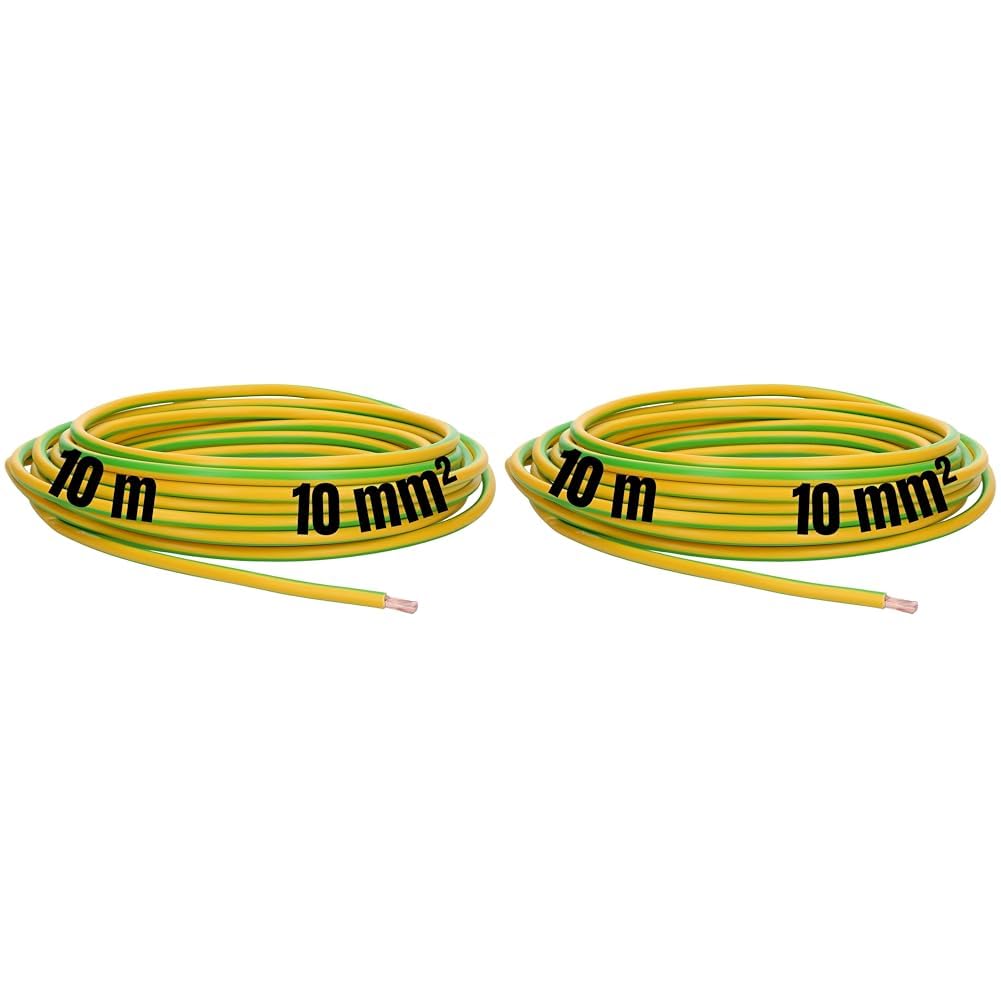 10 Meter Lapp 4520005 H07V-K 10 mm² grün-gelb I Erdungskabel I Verdrahtungsleitung I Aderleitung flexibel I PVC-Einzelader I Litze 10mm2 I Verdrahtung (Packung mit 2)