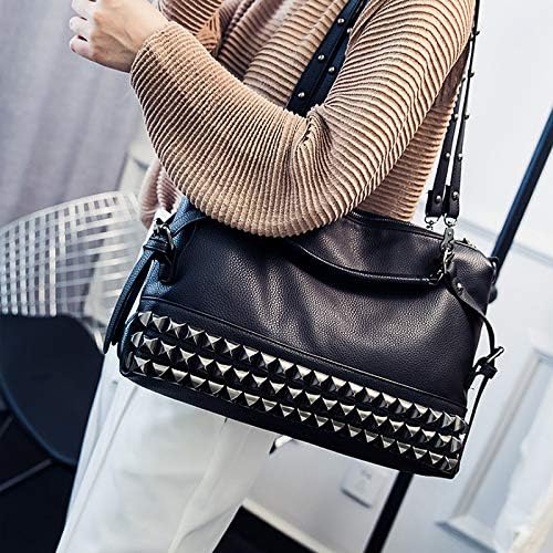 ZLM BAG US Punk Rivet Hobo Handbag for Women Large Crossbody Purse Leather Top Handle Bag - Image 2