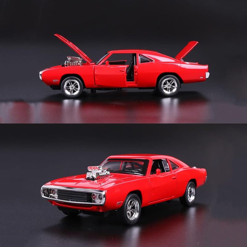 Image of Kids Model 1:32 Fast & Furious 7 Die Cast Metal Car Pull Back Action Opening Doors with Realistic Engine Sound Lights Toy Car Gift for Boys - Red