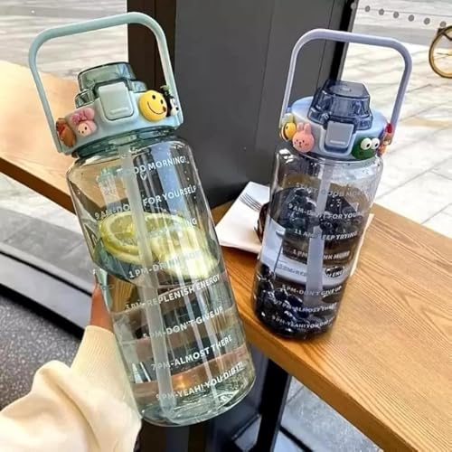 Image of Transparent Bottle 2000 ml Water Bottle 2 Liter Capacity Bottle Office /School /College /Gym /Travel Bottle | BPA-free fitness sports.